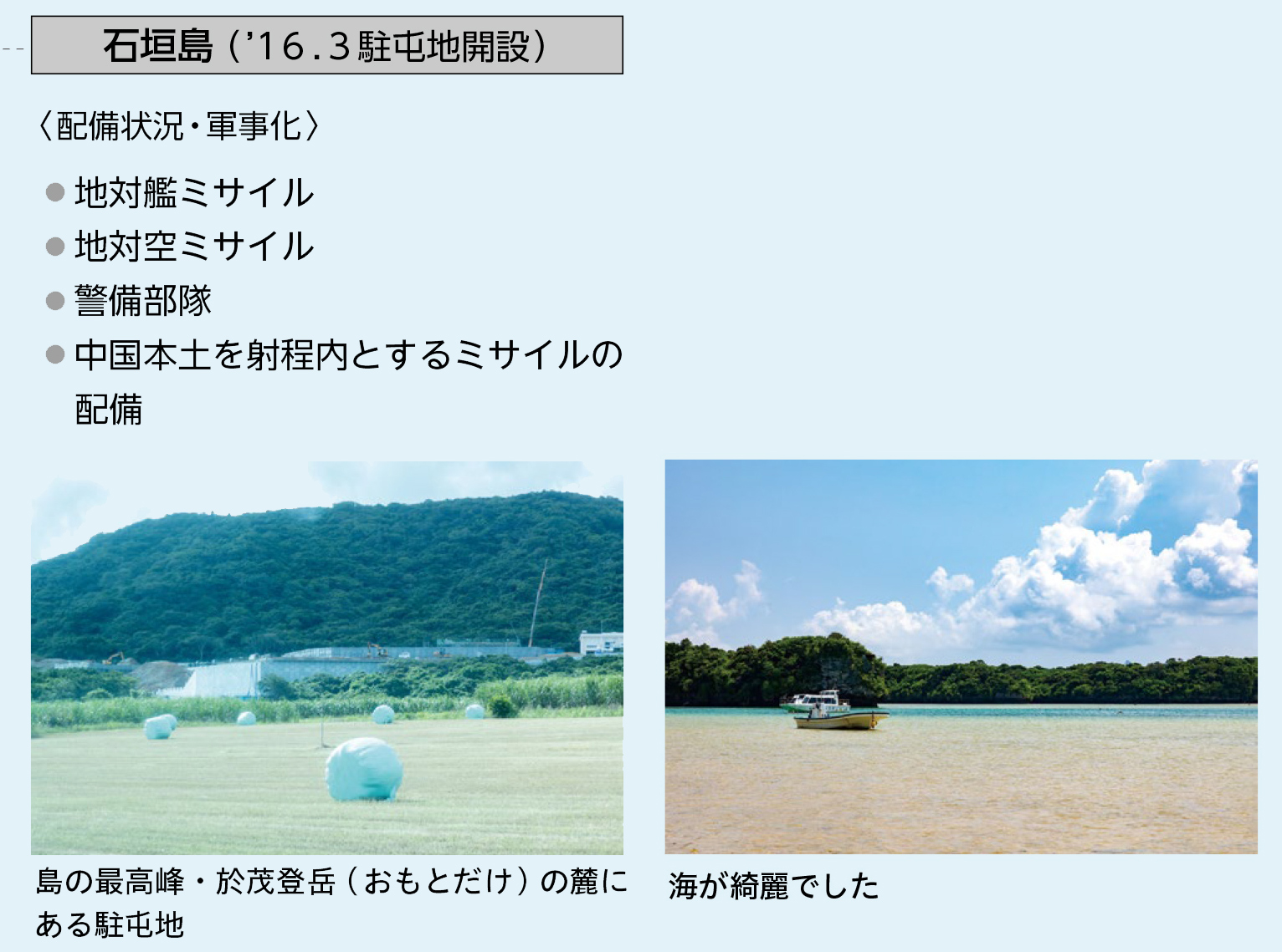 石垣島（’16.3駐屯地開設）